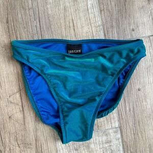 Vintage Jantzen Teal Iridescent High Cut Bikini Bottoms Made in USA Size 8